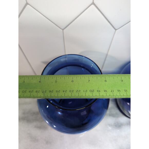 Cobalt Blue Glass Flower Vase Pair, 7.5" Height, Ginger Jar Set, Wedding Decor - Picture 9 of 9